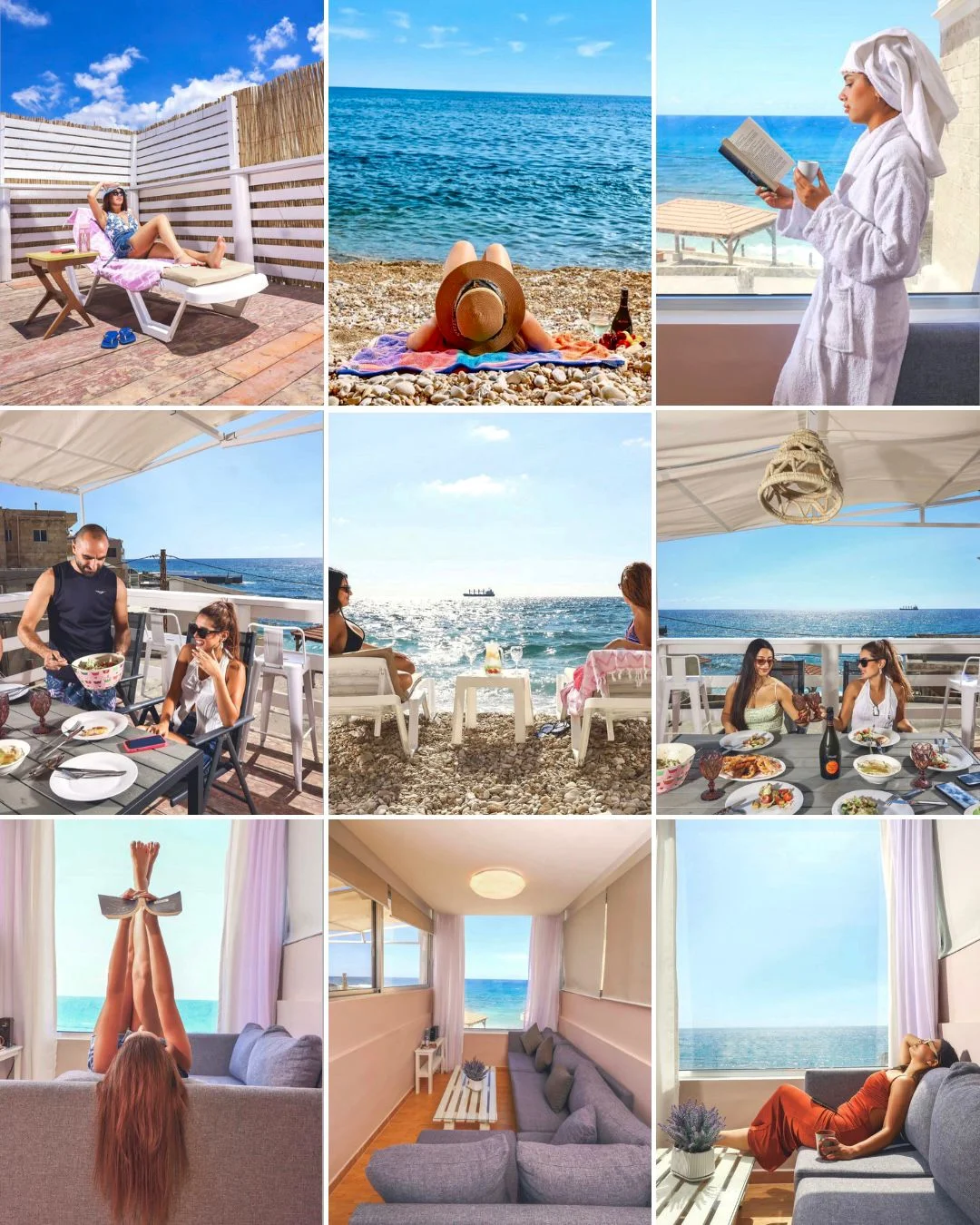 Managed Instagram feed grid for Yasmina's Guesthouse, seaside lifestyle photography
